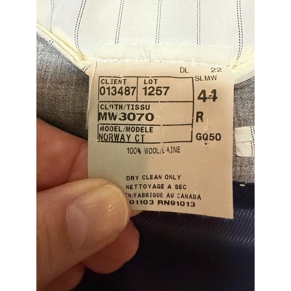 Jack Victor Elite Gray 100%‎ Wool Blazer Vitale Barberis Canonico Super 120s 44R